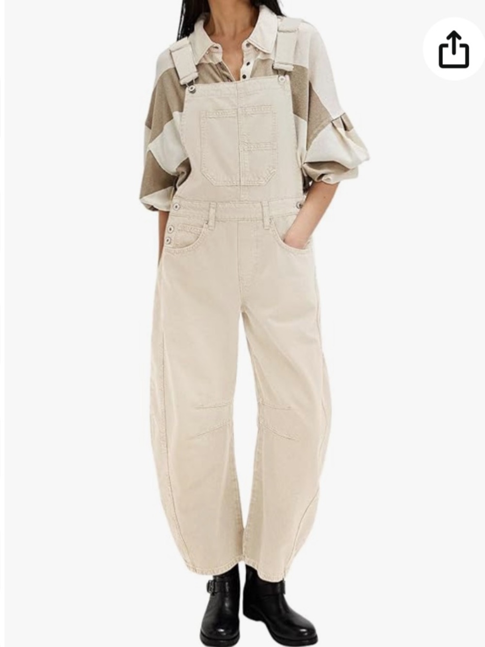 NWT Barrel Leg Overalls - Cream